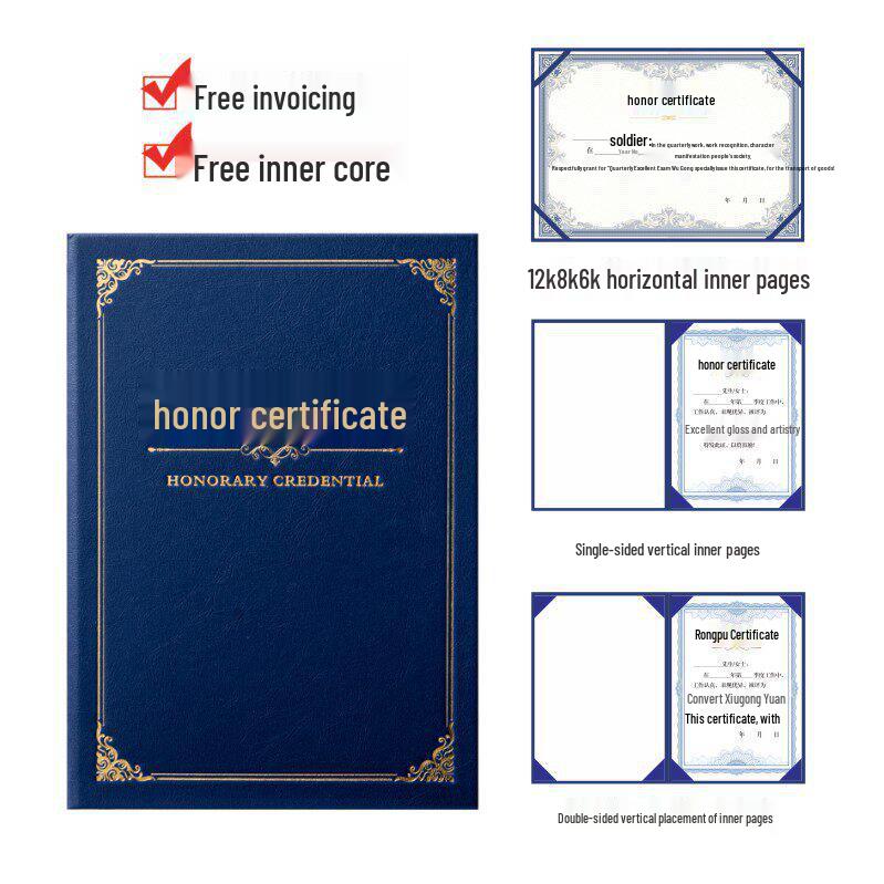 A4 Outstanding Employee Honor Certificate with Leather Cover