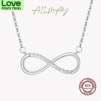 100 %925 Sterling Silver Infinite Love Pendant Necklace For Women Dazzling Clear Zircon Fine Accessories Jewelry Gift