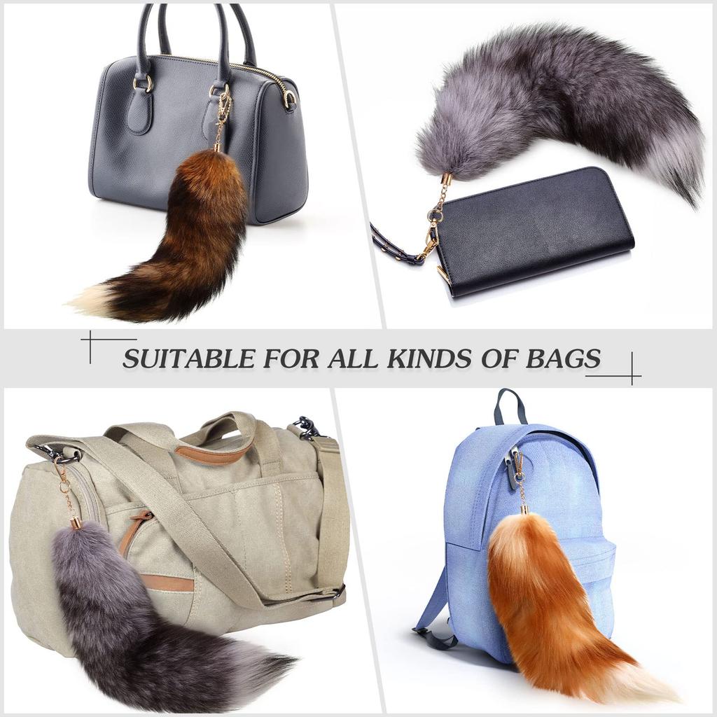 Echter Fuchsschwanz Schlüsselanhänger Wolfsschwanz Pelz Quaste Schönes Accessoire Länge 40 cm Autoschlüsselanhänger für Damen Ketten Geschenke