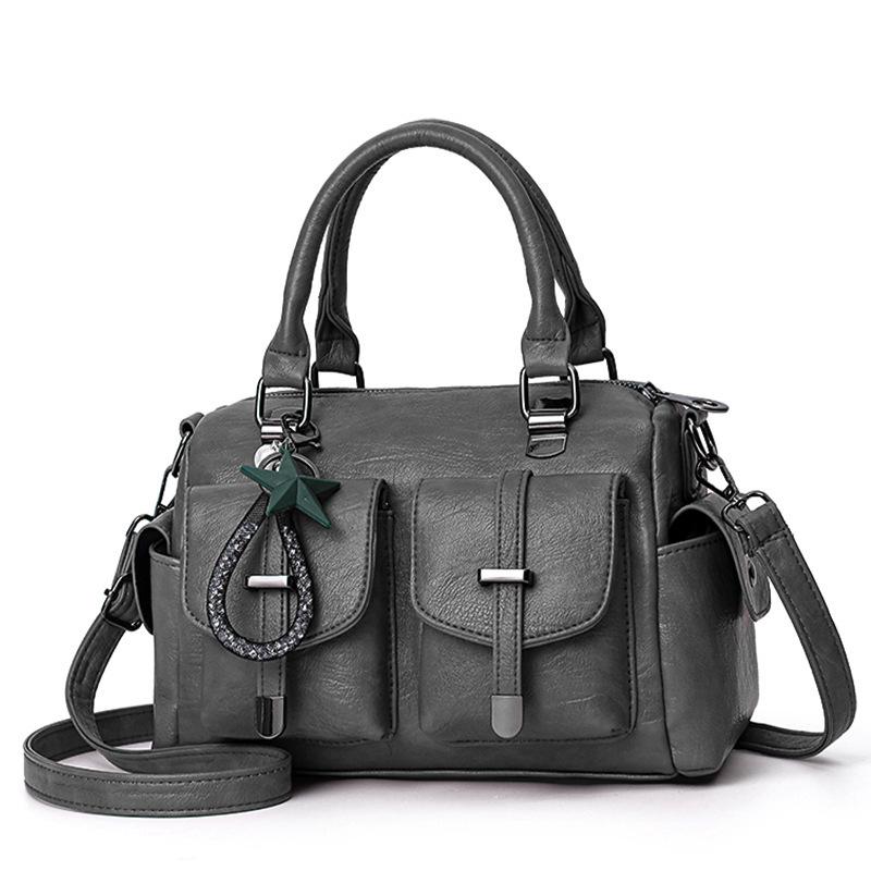 New Solid Color Tassel Women Bag,Large Capacity Soft Leather Shoulder Crossbody Bag