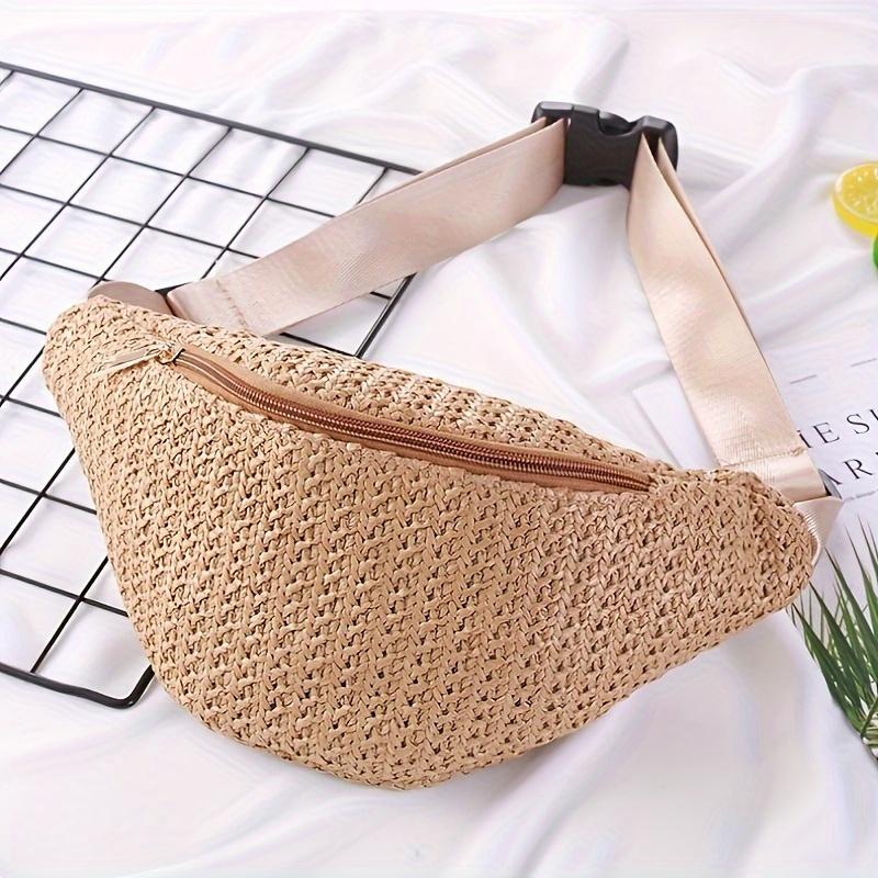 Summer Ladies Casual Handbag Simple Fashion Trend Fanny Pack Woven Crossbody Bag Outdoor Travel Shoulder Chest Bag
