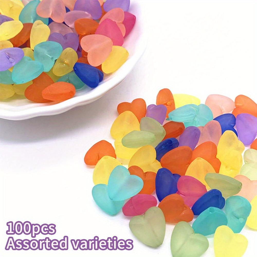 

100/200 шт. акриловый материал матовый прозрачный в форме сердца декоративные бусины разделители бусины DIY браслет ожерелье серьги брелок 100pcs