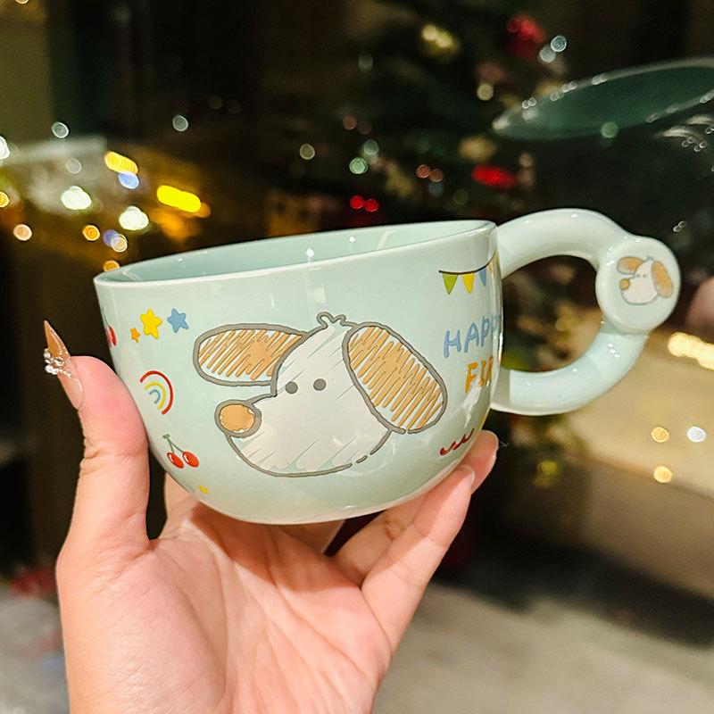 Cartoon Puppy Ceramic Mug Cute Home Coffee Mug Breakfast Milk Oat Mug Coffee Mug Souvenir about 400ml