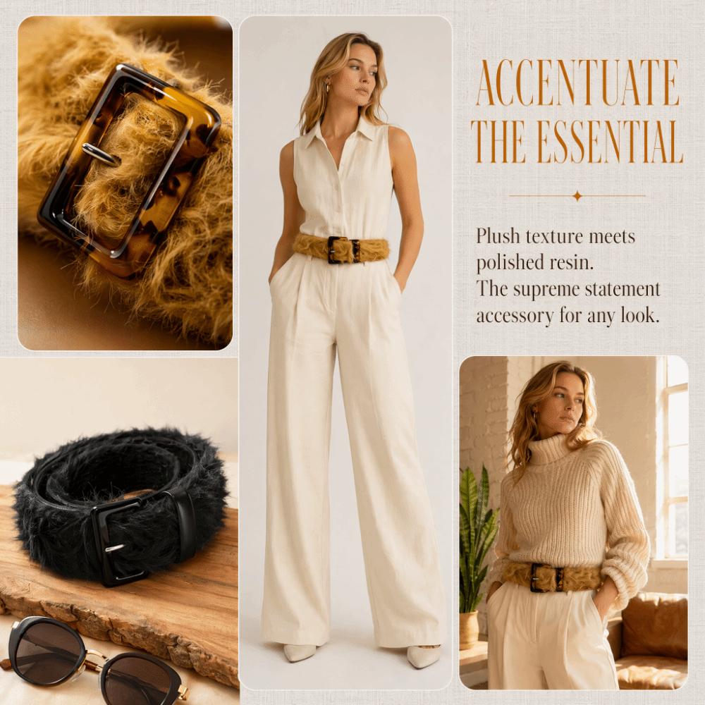 Adjustable Fluffy Waist Belt Versatile Design Vintage Waist Seal Faux Fur Waistband  Rave
