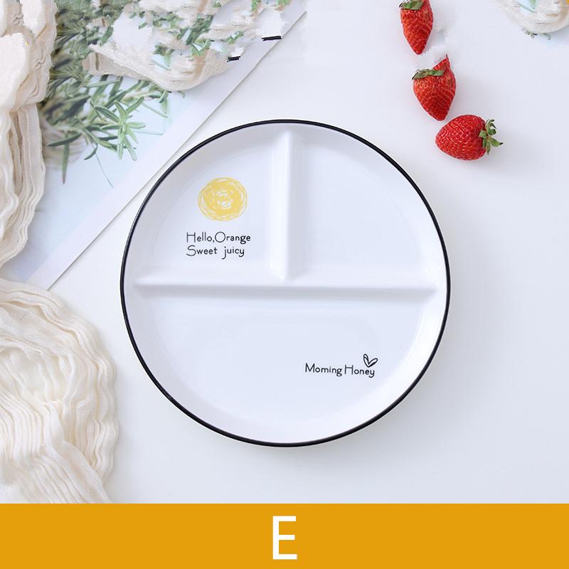 One Person Nordic Circular Partition Plate Ceramic Fruit Dim Sum Children's Dinner Plate 3-grid Plate Breakfast Fast Food Plates