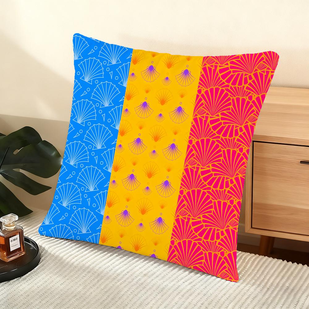 Seashell Pattern Cushion Cover Soft Short Plush Pillow Cover Smooth Cozy Texture Aesthetic Cushion Case Home Decor