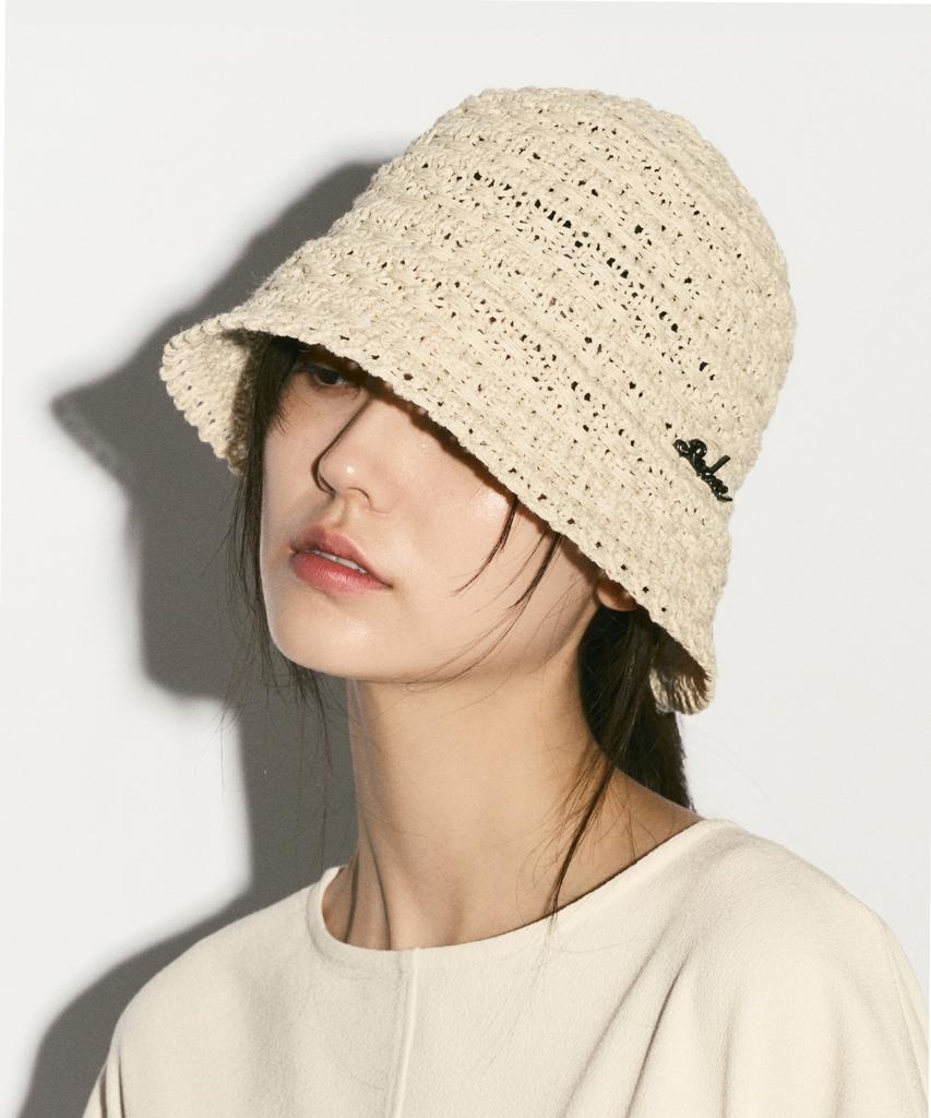 RE RHEE Crochet Bucket Hat Oatmeal