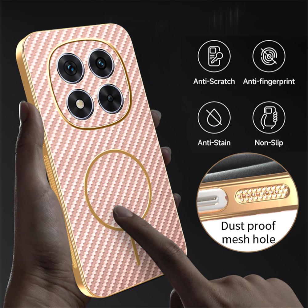 For Xiaomi Redmi Note 14 Pro 5G/Poco X7 5G Phone Case Carbon Fiber Textured Electroplated TPU Back Cover