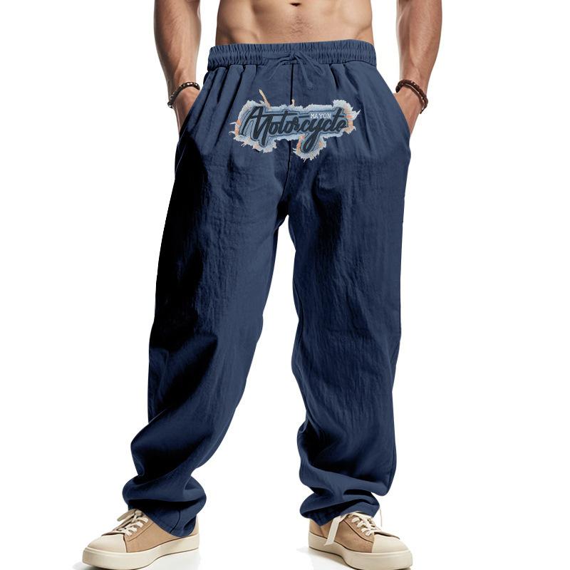 Weft Losse wijde pijpen hiphop high street trend gewassen geborduurde casual sportbroek XXL marineblauwe kleur