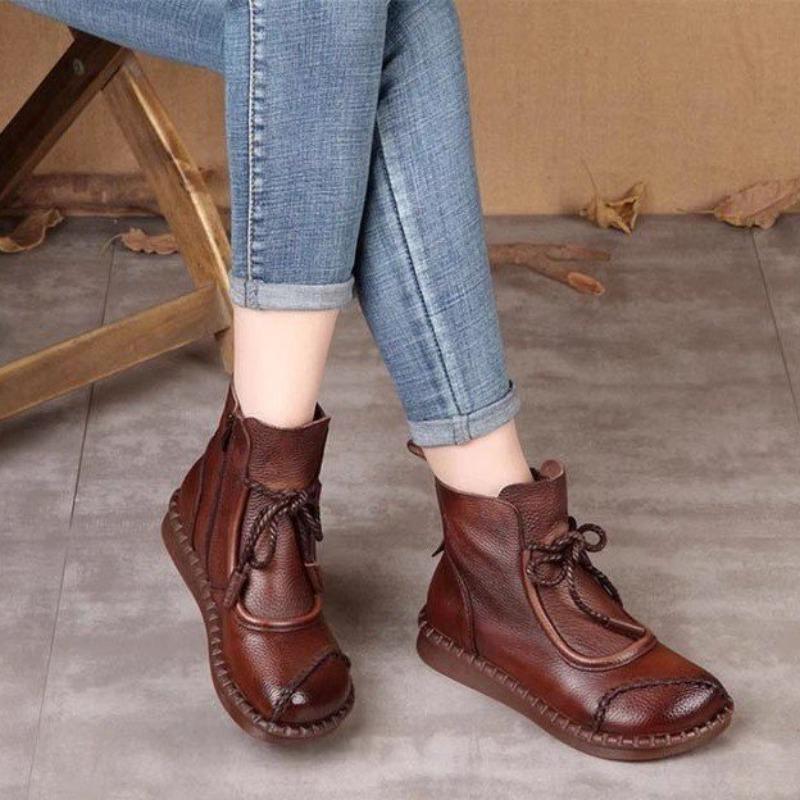 Plus size lace-up platform platform low-top panelled fashion boots for autumn/winter new side zip women's boots