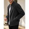 Men S Suede Zip Up Jacket Solid Color Casual Outerwear