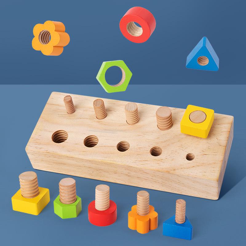 Educational Wooden Toy: Develop Cognitive & Fine Motor Skills with Colorful Nut-Shaped Pegs