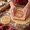Christmas Baking Supplies Woodland Animal Cookie Mold, Wooden Biscuit Stamps, Scene 3D Red Durable Wood Kitchenware Bird Elk Dachshund Cutter