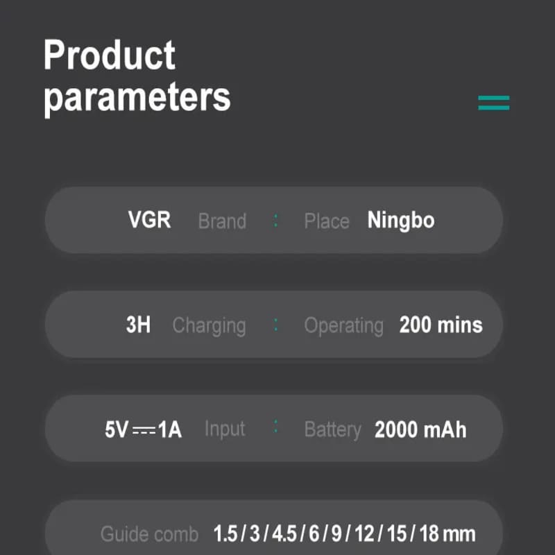 Hair Clipper Base Rechargeable Hair Salon Professional Home Electric Hair Clipper Black LED Digital Display Screen Men's Hair Shaving Clippers