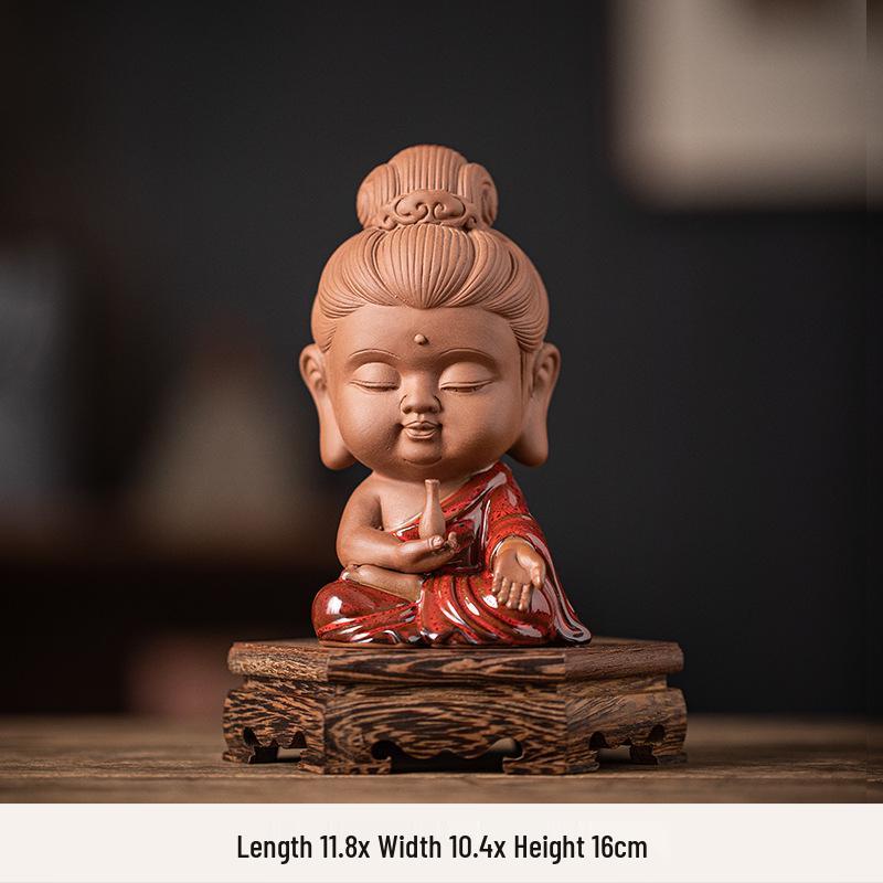 Saha Three Saints Buddha Ceramic Statue: Ksitigarbha, Tathagata, and Guanyin Tabletop Ornament