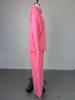 European & American Women's 2025 Summer Two-Piece Set: Sweet Fresh Lapel Beaded Shirt with High Waist Straight Leg Pants.