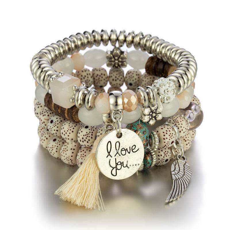 Multi-Layer Elastic Bracelet Fashion Wooden Bead