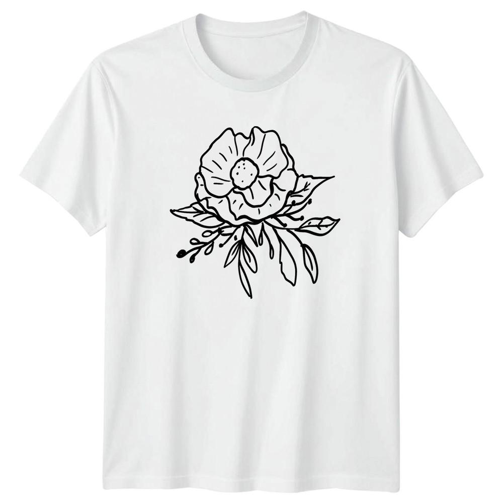 Elegant Flower Line Art TShirt Botanical Nature Birthday Gift For Him And Her S