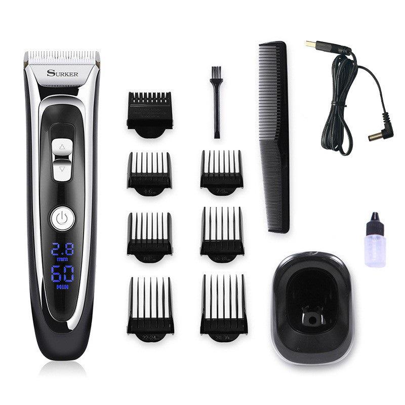 

Машинка для стрижки волос Xuke с керамическим лезвием и ЖК-дисплеем: Электрическая машинка для стрижки с низким уровнем шума и быстрой зарядкой, с подставкой