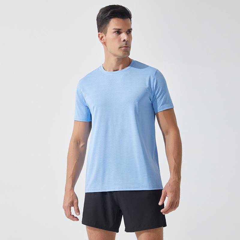 Men's Summer Sports T-shirt Casual Crew Neck Fitness Breathable Quick-dry Outdoor Running Short Sleeve Shirt