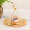 Multipurpose Snacks Storage Serving Platter With Acrylic Dome Lid Ramadans Dessert Display Tray For Kitchen And Party Use