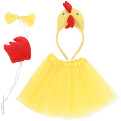 Animal Headgear Chicken Dress Toddler Hats Set Costume Hair Hoop Fabric Accessories Birthday Party Decorations