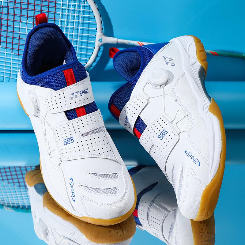 New badminton shoes men's professional competition rotating button sports shoes breathable non-slip table tennis shoes