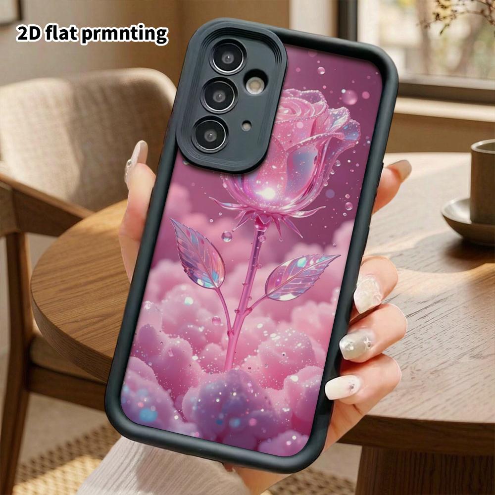 Phone Case: 2D Flat Samsung Galaxy A34 A35 M05 M06 S20 S22 S21 FE Plus 5G Gradient Protective Case, Pink Rose, Christmas and Halloween Gift