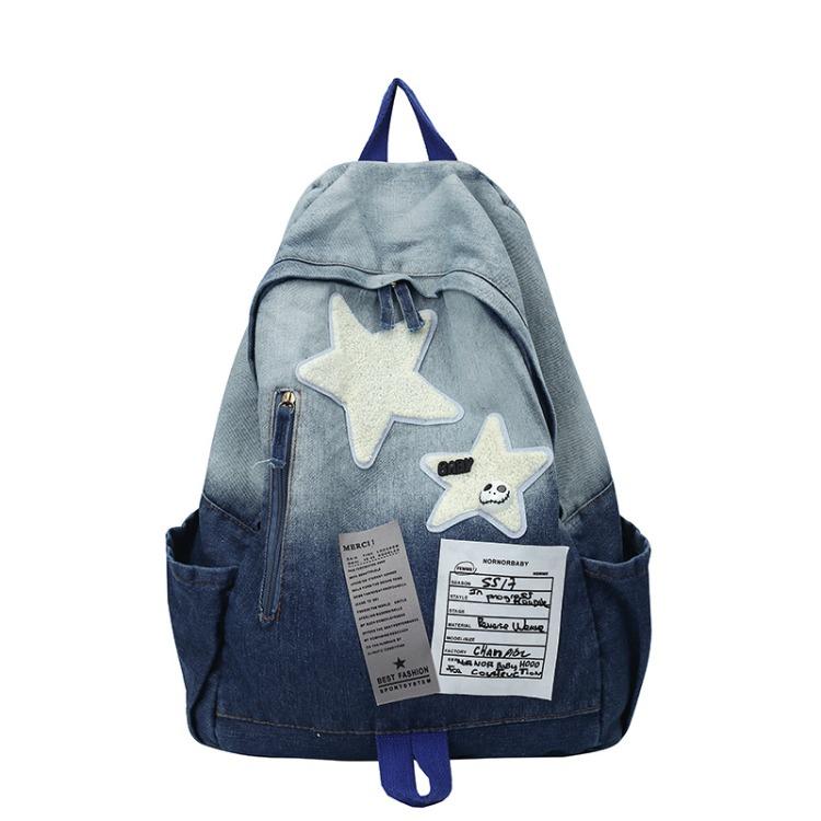 

Новый рюкзак из вываренного денима с градиентным эффектом 29*15*40cm небесно-голубой