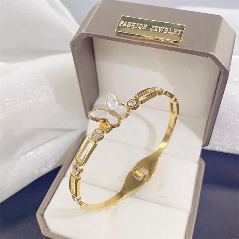 Charm Non fading Jewelry Cross border  Womens Plated Stainless Steel Gold Bracelet 18cm&fashion золотистый
