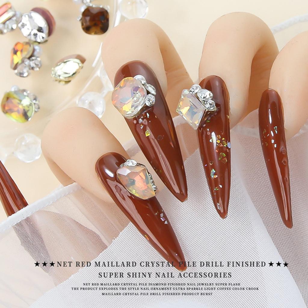 10 Stück Herzform Nailart-Charms Nailart-Strasssteine Quadratische Nagel-Charms DIY Nailart-Zubehör Maniküre-Zubehör