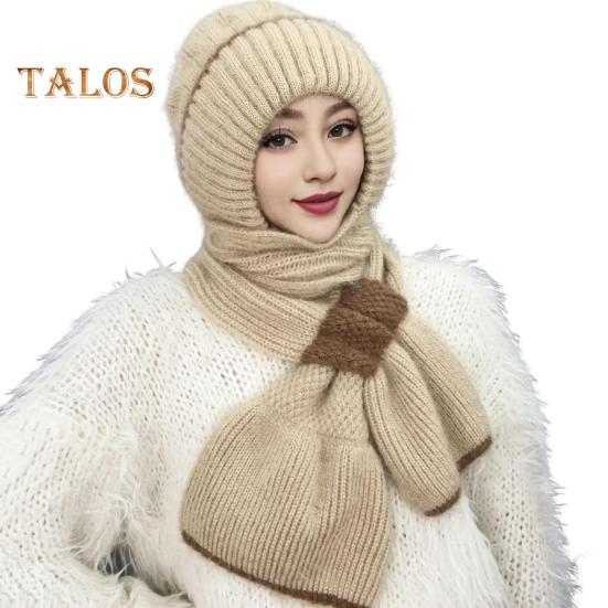 

Зимняя вязаная шапка-шарф, теплая ветрозащитная защита ушей, для холодной погоды, для велоспорта, женская вязаная шапка-бини, утеплитель для шеи, шарф F