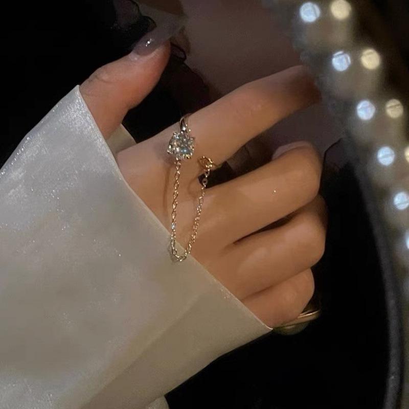 Light Luxury Trendy Women's Chain Ring: Versatile Open Design for Index Finger