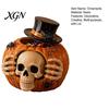 Niche Resin Trinket Holder Halloween Skull Pumpkin Candy Jar with Top Hat Lid, Decorative Creative Craft Gifts Storage Container, Desktop Organizer