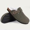 Fashion Shevalues Winter Classic Women's Mules Fur Lined Cozy Female Clogs Slides Cork Footbed Female Potato Shoe With Adjustable Buckle