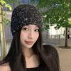 Vintage Beanie Hat Hollow Woven Cap Fashion Sequin Knitted Hat  Streetwear