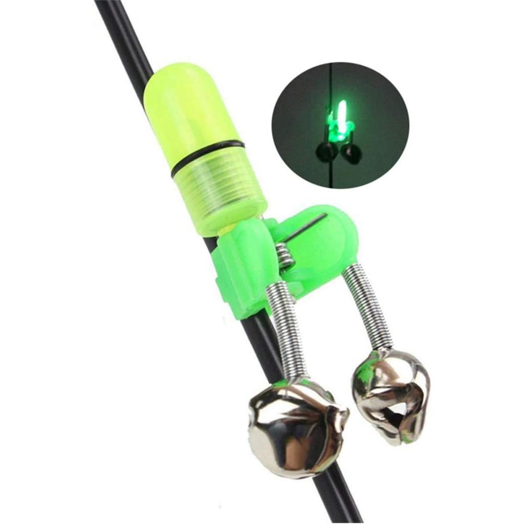 Fishing Bell and Night Light Kit, 20 Pcs Fish Bite Bait Alarm Bell with LED Light for Night Fishing