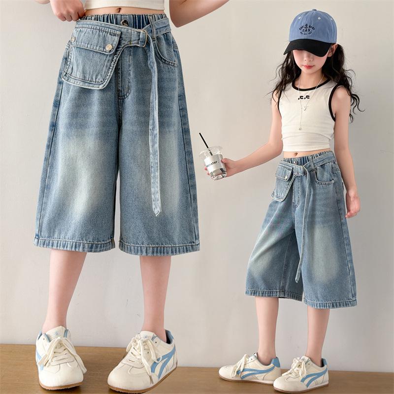 2026 Girls  Summer Mid-Length Stylish Jean Shorts 150 cm