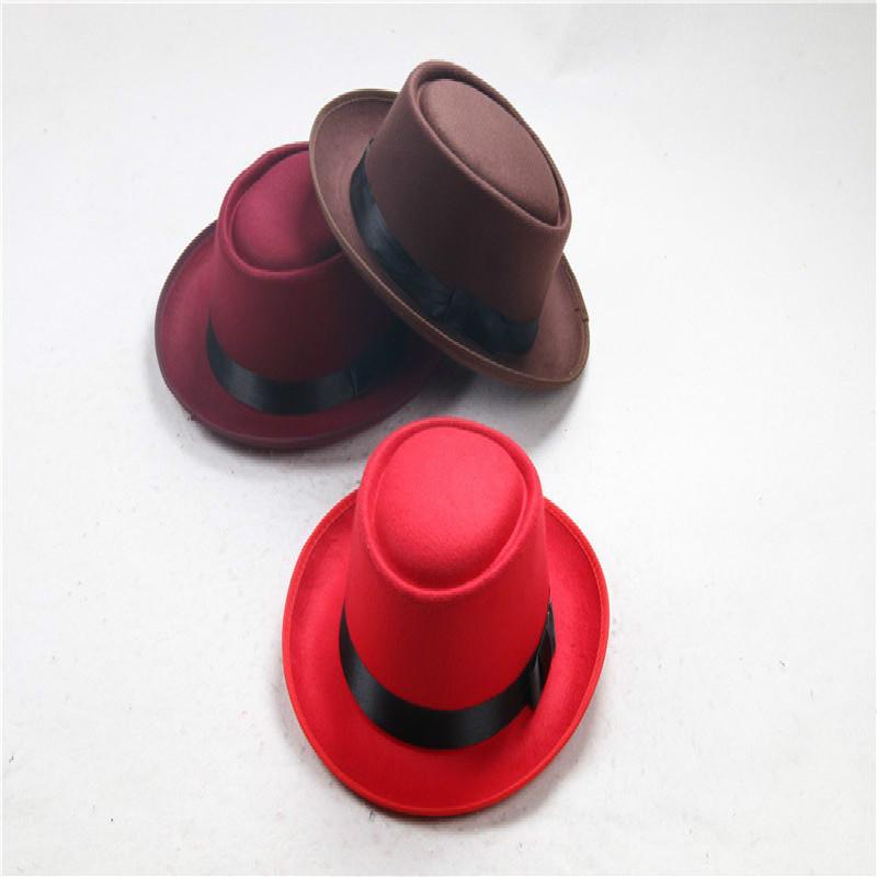 Short Felt Pork Pie Cap Brim Bowler 