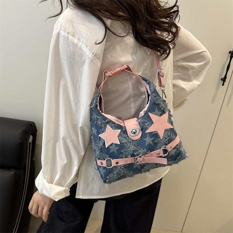 A Sexy Cloth Bag Women's New Casual Denim Fashion Portable Shoulder Underarm Bag Women's Bag