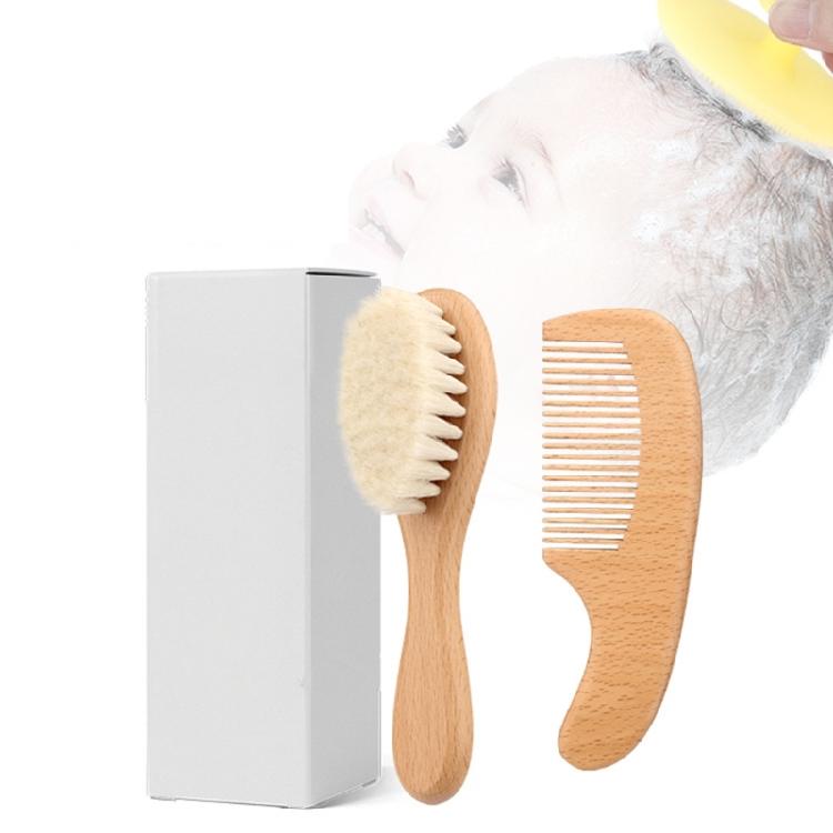 Multipurpose Infant Hair Care Kit Featuring Soft Wool Brush And Sturdy Wooden Comb For Relaxing Massage