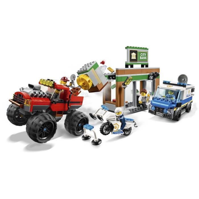 Lego® city 60245 le cambriolage de la banque, jeu de construction moto, monster truck, jouet police enfant de 5 ans et +
