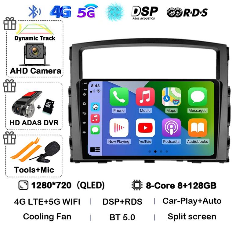 Android 14 Carplay Auto For Mitsubishi Pajero 4 V80 V90 2006 2007 2008 2009 - 2014 Car Radio Multimedia Video Player GPS Stereo