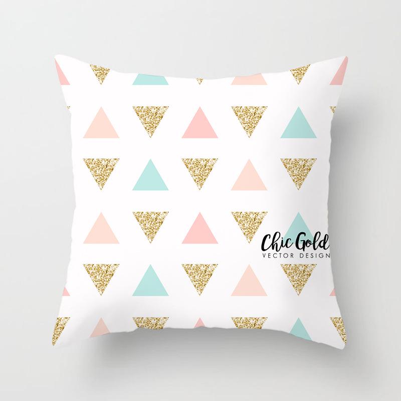 New Ins Style Pink Geometric Love Series Pillowcase Sofa Pillow Car Cushion Cover