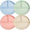 NUOLUX Lunch Dinner Outer Lightweight Dishwasher Set of 4 Plates, 3-Compartment Plates, 22.5cm Diameter, Heat-Resistant, Shatter-Resistant, Plastic,