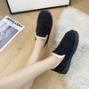 Fashion Large Size Women's Velvet Thickened Warm Cotton Shoes 2024 Winter New Solid Color Simple Versatile Round Toe Low-top Snow Boots