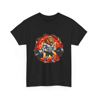 T-shirt Haltérophile Lion Lion en Flammes Haltère Shirt de Gym T-shirt Graphique