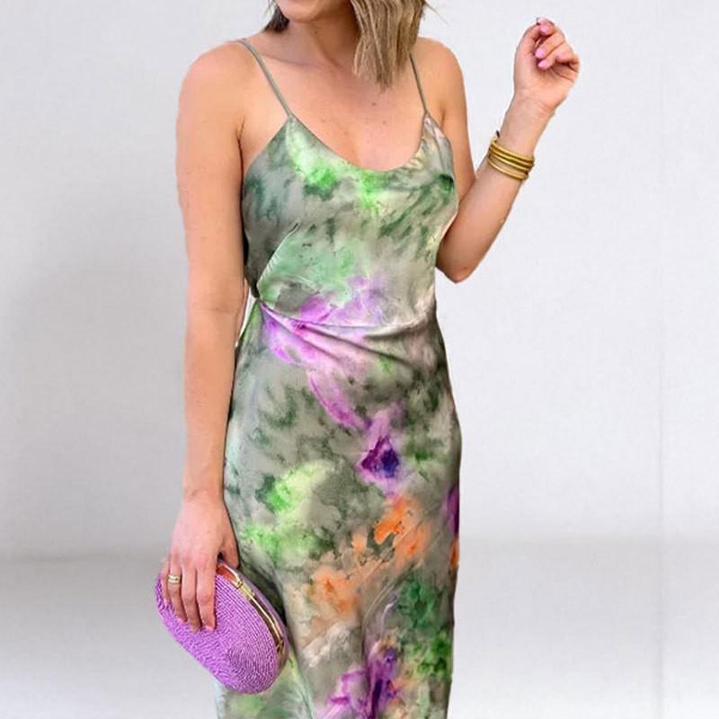 Abito da Donna Moda Completo Elegante Tie-dye Manica Lunga Sciarpa Gilet Gonna