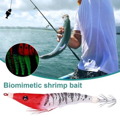 10.7CM/6.5G Bionic Shrimp Lure with Squid Hook Glow-in-the-dark Realistic Artificial Bait Saltwater Freshwater