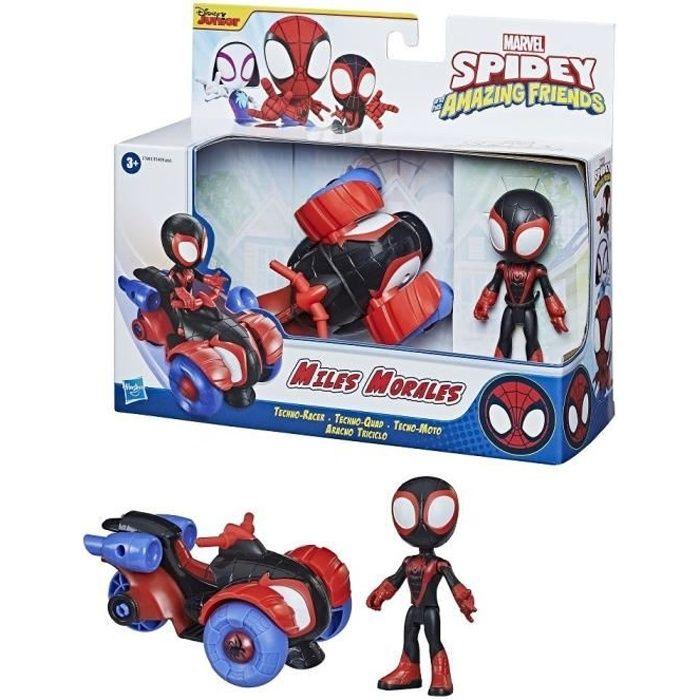 Marvel Spidey and His Amazing Friends - Figurine Miles Morales: Spider -Man Avec Véhicule Techno -quad - Enfants Dès 3 Ans